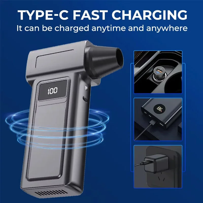 

Электрический турбоструйный вентилятор 1000000 об/мин, мощный портативный воздухоочиститель, пылесборник, перезаряжаемый через USB, 65 м/с, бесщеточный струйный очиститель для дома Clea