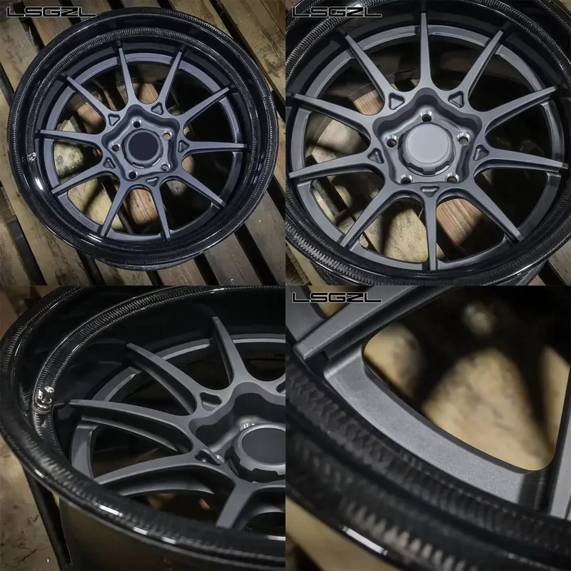

i LSGZL Forged 2pc Carbon Fiber Lip Wheel Rims 5x114.3 5x120 5x130 for 17 18 20 21 22 Inch Sport Car Wheel