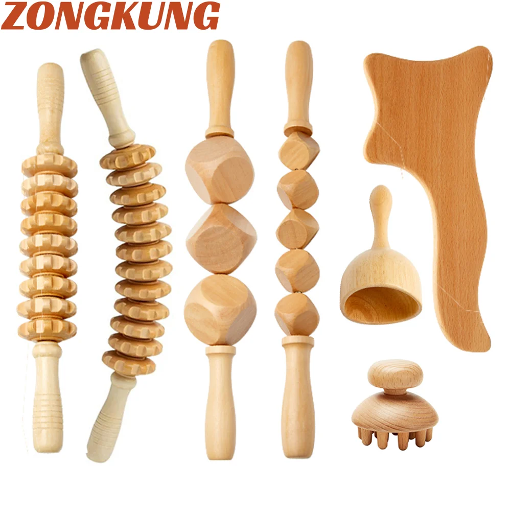 

Wood Therapy Massage Set Maderoterapia Massager Roller Anti Cellulite Slimming Gua Sha Massager for Body Back Foot Masajeador