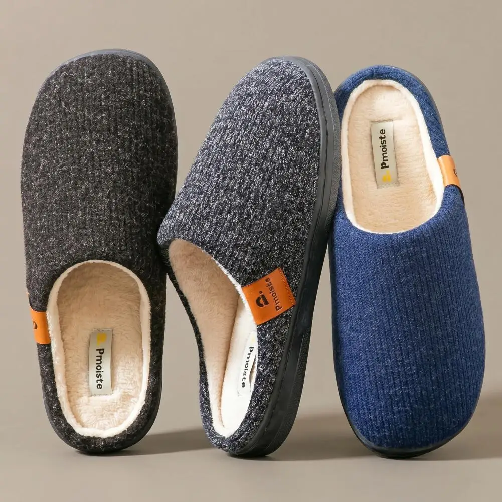 Herren Warme Strick-Wildleder-Hausschuhe mit TPR-Antirutsch-Sohle, Weicher Komfortabler Memory-Schaum-Einlage und Nudelmuster-Design – Detail 8