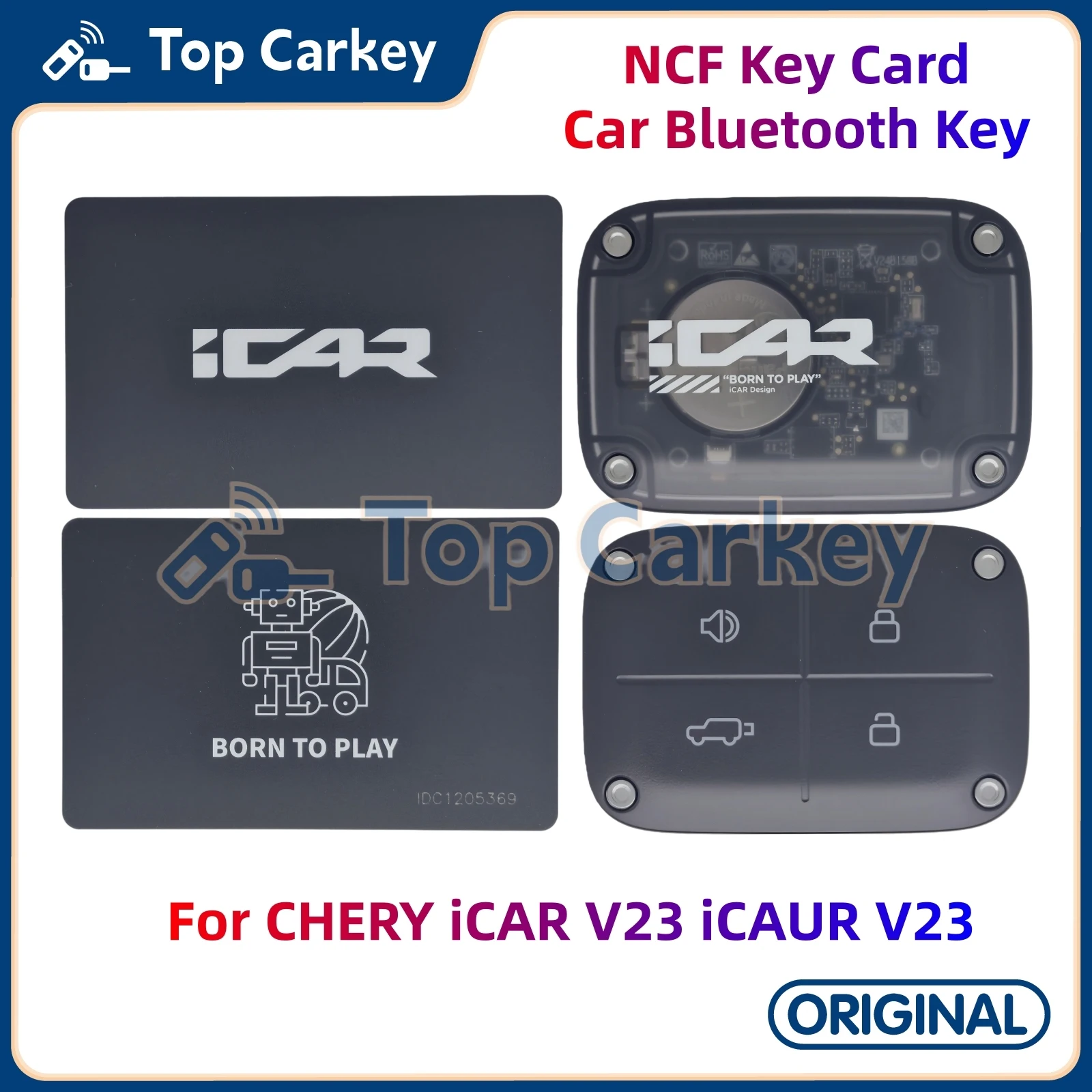 

Оригинальная карта-ключ TopCarkey NFC, номер: 804000386AA, автомобильный Bluetooth-ключ, номер: 804000448AAABK для CHERY iCAR V23 iCAUR V23