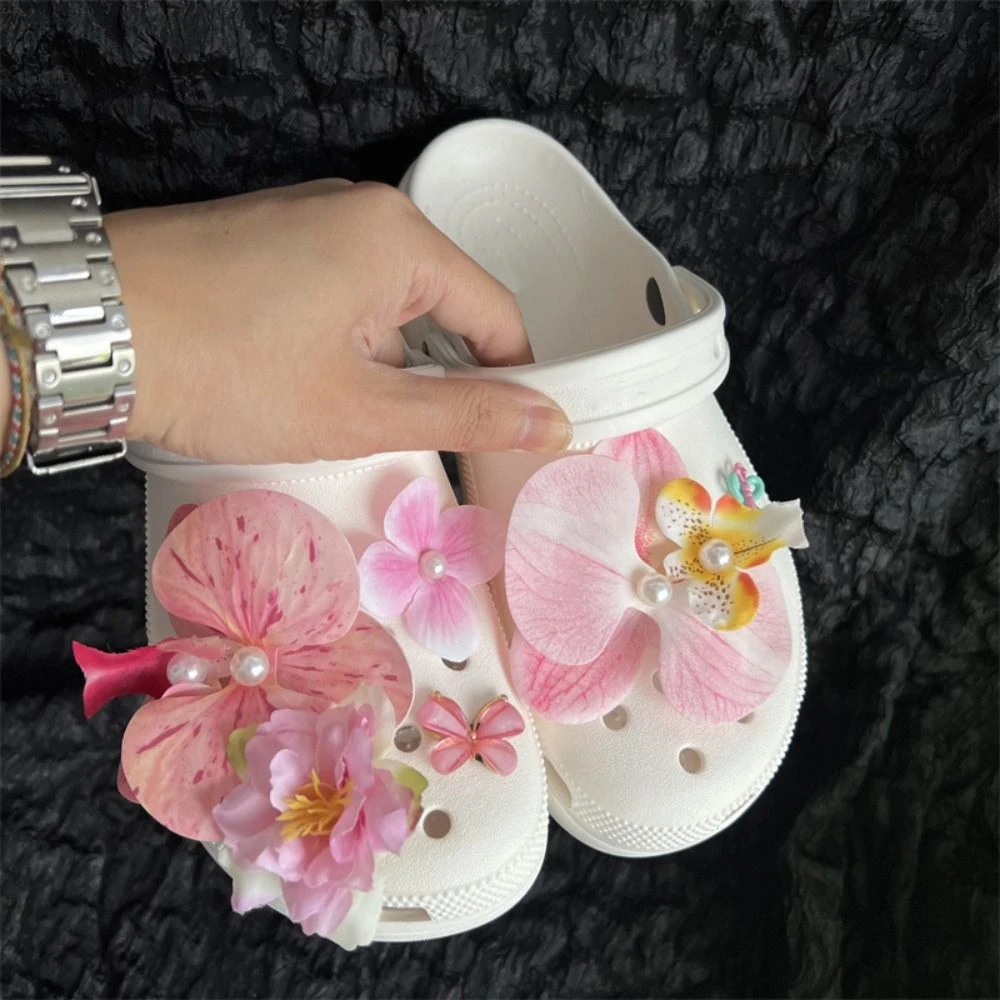 

Sandals Decorations Flower Shoe Accessories Vacation Style DIY Shoe Buckle Butterfly Orchid Shoes Charms Shoe Accessories