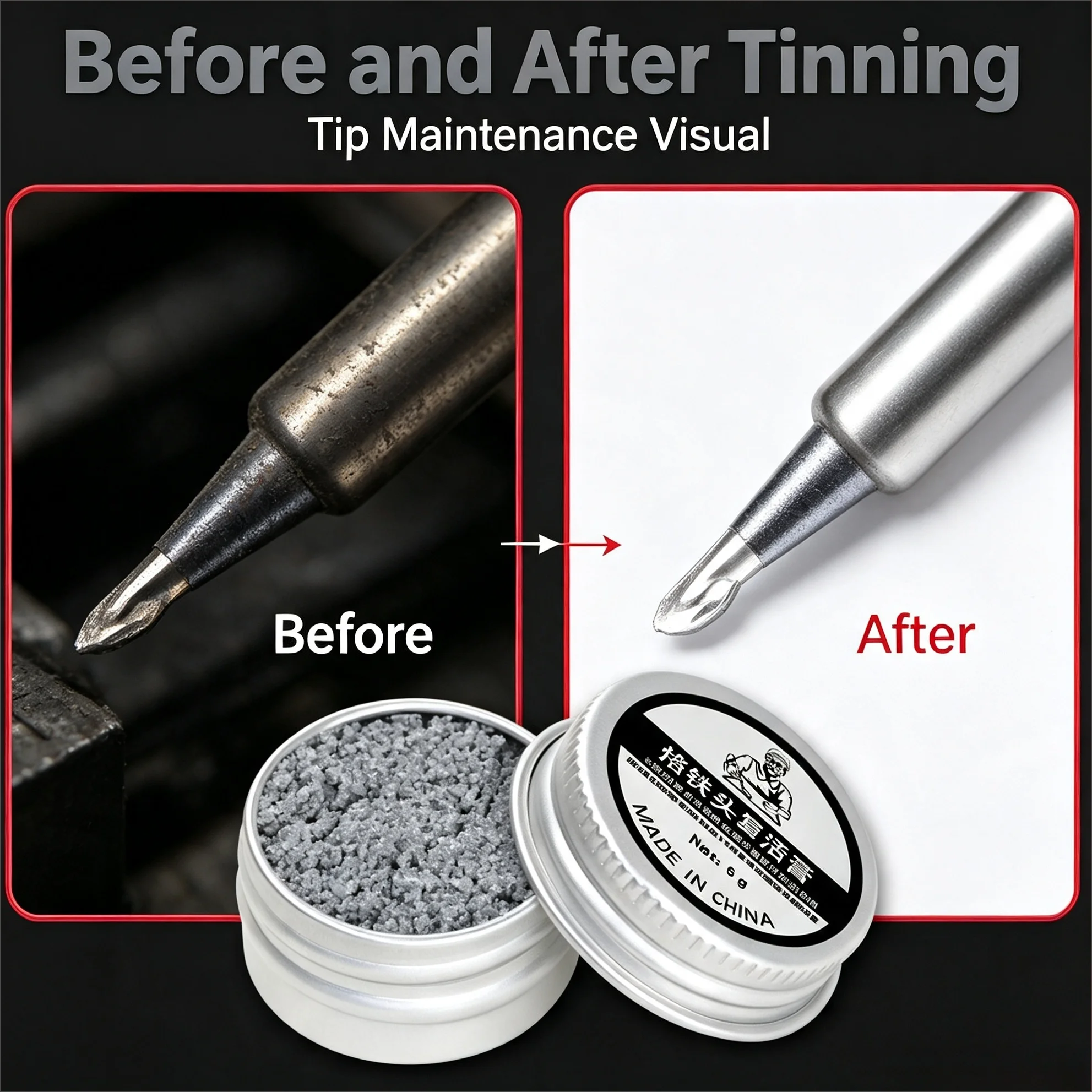Soldering Iron Tip Restorer Paste Cleaner for Oxidized Black Tips Rejuvenation Tinner Desoldering Repair Cleaning Flux Remover