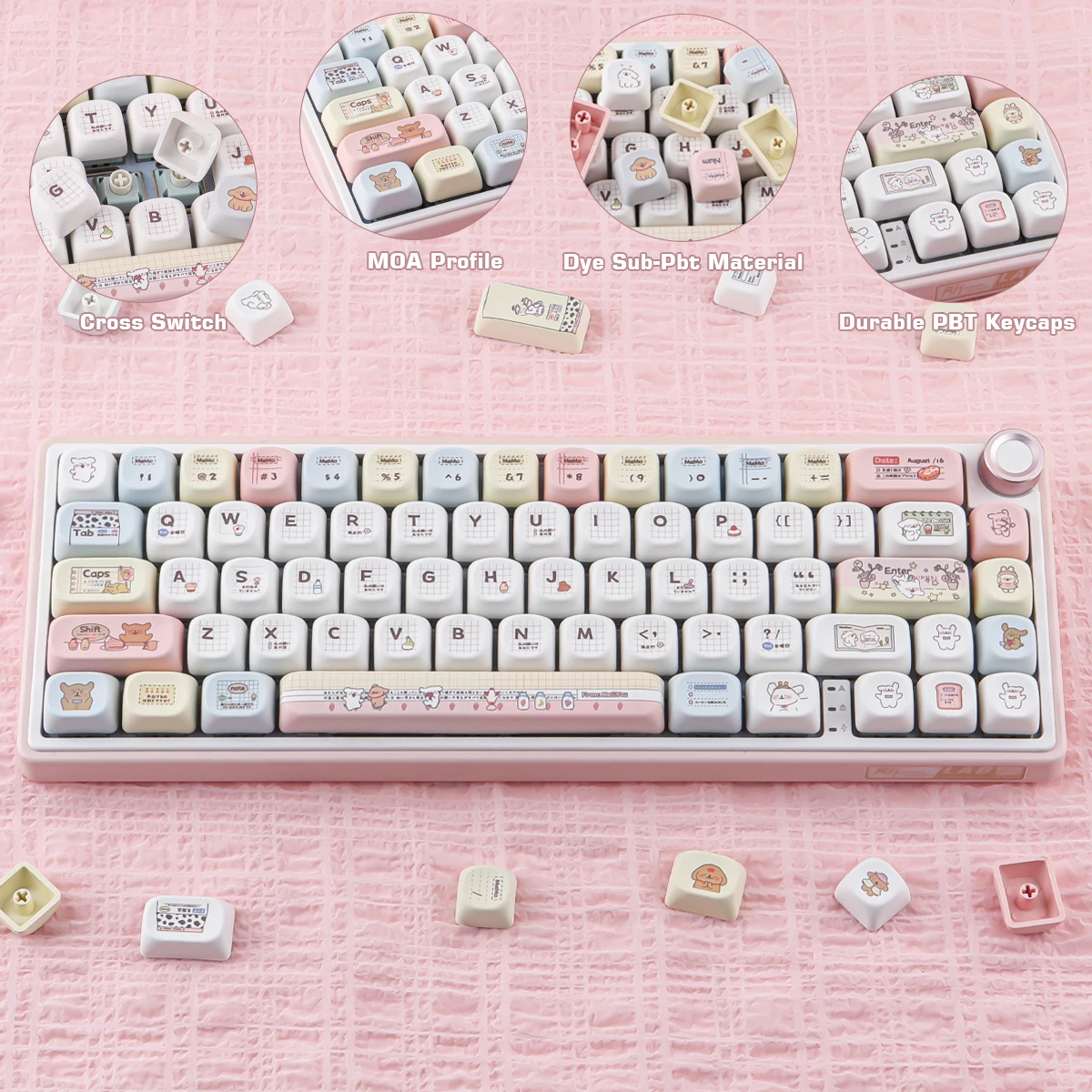 Line Dog Keycaps 114 Keys PBT Material MOA Profile DYE-SUB Personalized Keycap For CHERRY MX Switch  Wooting Mechanical Keyboard