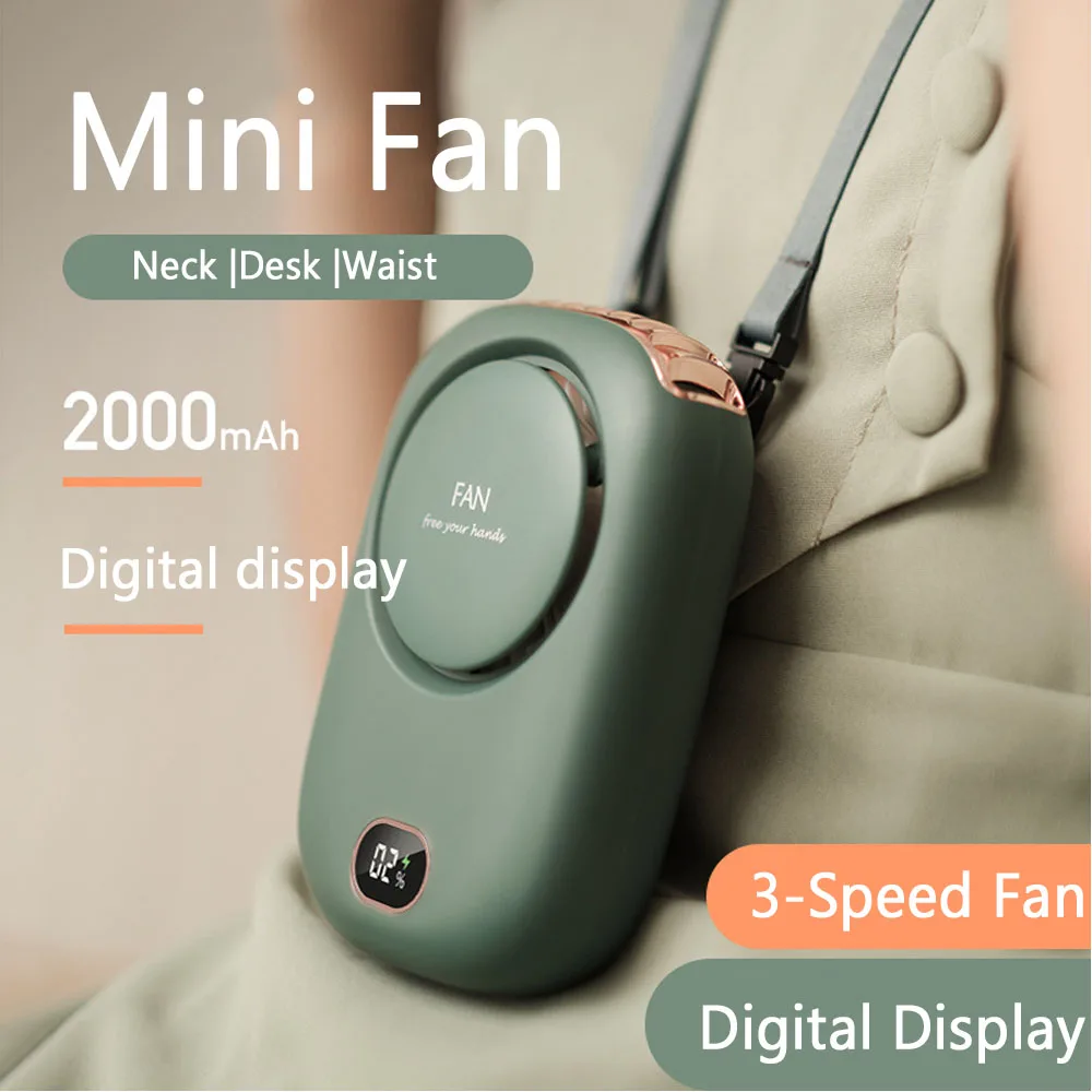 

Portable Lazy Hanging Neck Fan Mini Cooling Fans Bladeless USB Rechargeable Sports Cooling Fan For Outdoor Sports Travel