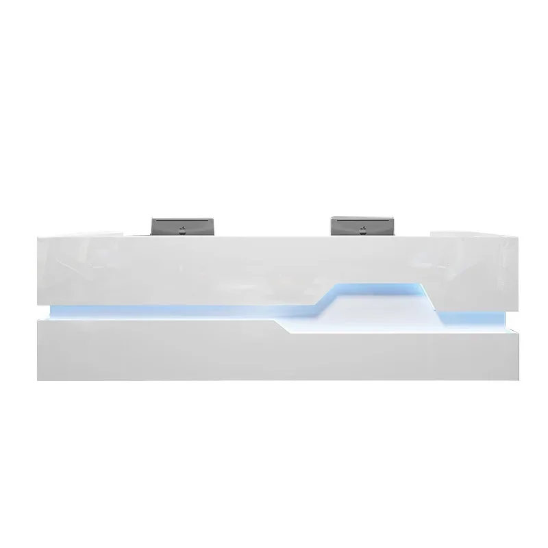 

White paint front desk reception desk company curved beauty salon checkout page early education kindergarten front desk counter