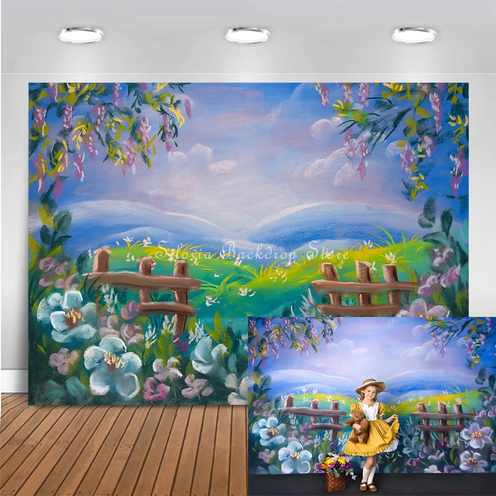 

Meadow View Photography Backdrop Hand Painting Art Floral Flowers Decoration Background Adult Kids Portrait Photo Studio Props