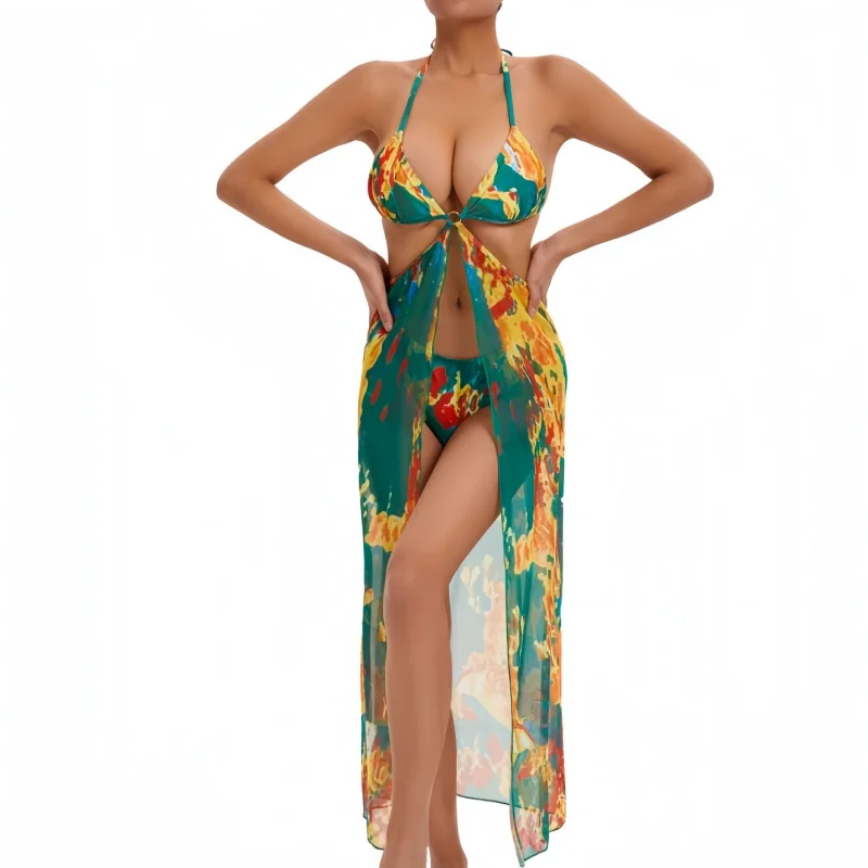مثير بيكيني قطعتين مجموعة بحر مطبوعة تنورة منفصلة Sle لباس سباحة المرأة واقية من الشمس ملابس السباحة 2024 العصرية الشاطئ F... #1