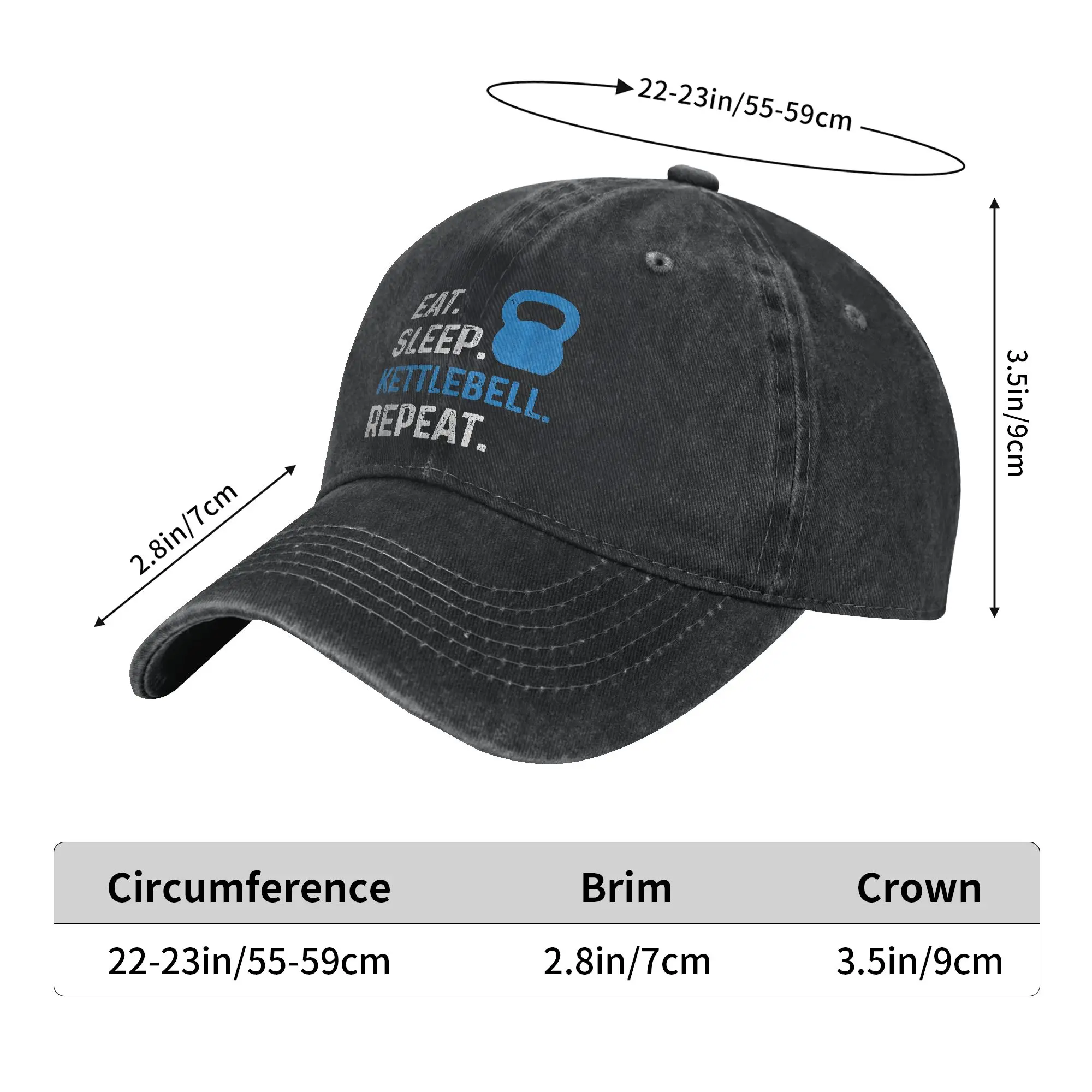 Eat Sleep Kettlebell Repeat Fitness Gym Casual Baseball Cap Summer  Trucker Hat Breathable Hiking Fishing Hip Hop Hats