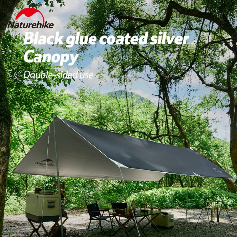 Naturehike Camping Square Sun Shelter 4-6persons 10㎡ Cotton Fabric Outdoor Travel Sunshade Waterproof Canopy With Tent Pole