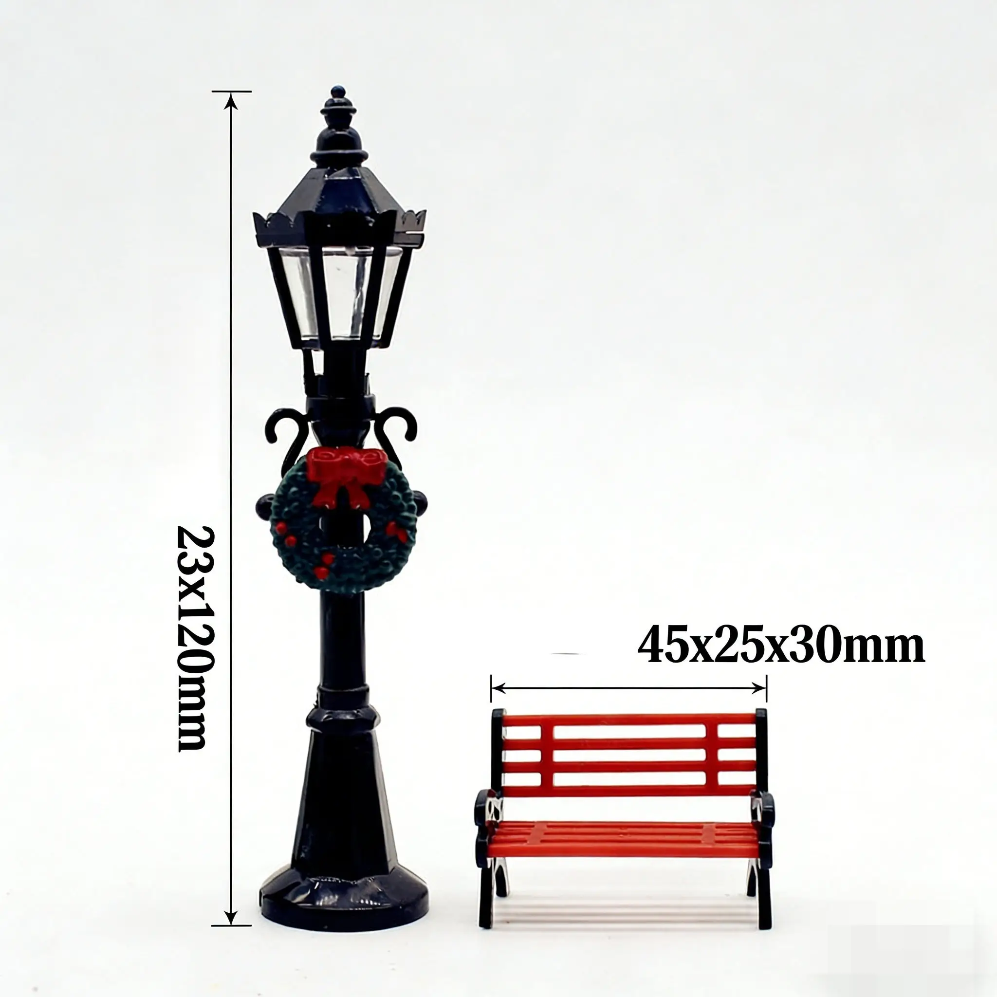 8 Uds casa de muñecas Mini lámpara de calle de césped y banco de parque-adorno de decoración de jardín, accesorio de paisaje para patio de casa de muñecas