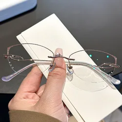 Fashion New Women's Rimless Glasses Luxury Eyewear Ultra Light Alloy Myopia Astigmatism Hyperopia Optical Prescription Frames