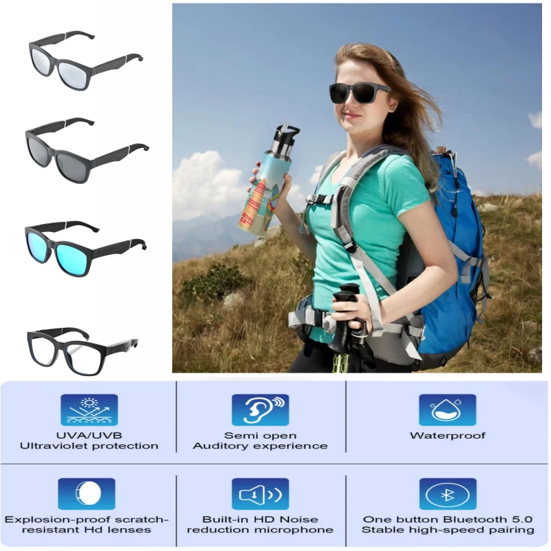 Bluetooth smart glasses wireless Bluetooth sunglasses outdoor sports earphones call music anti blue light glasses earphones