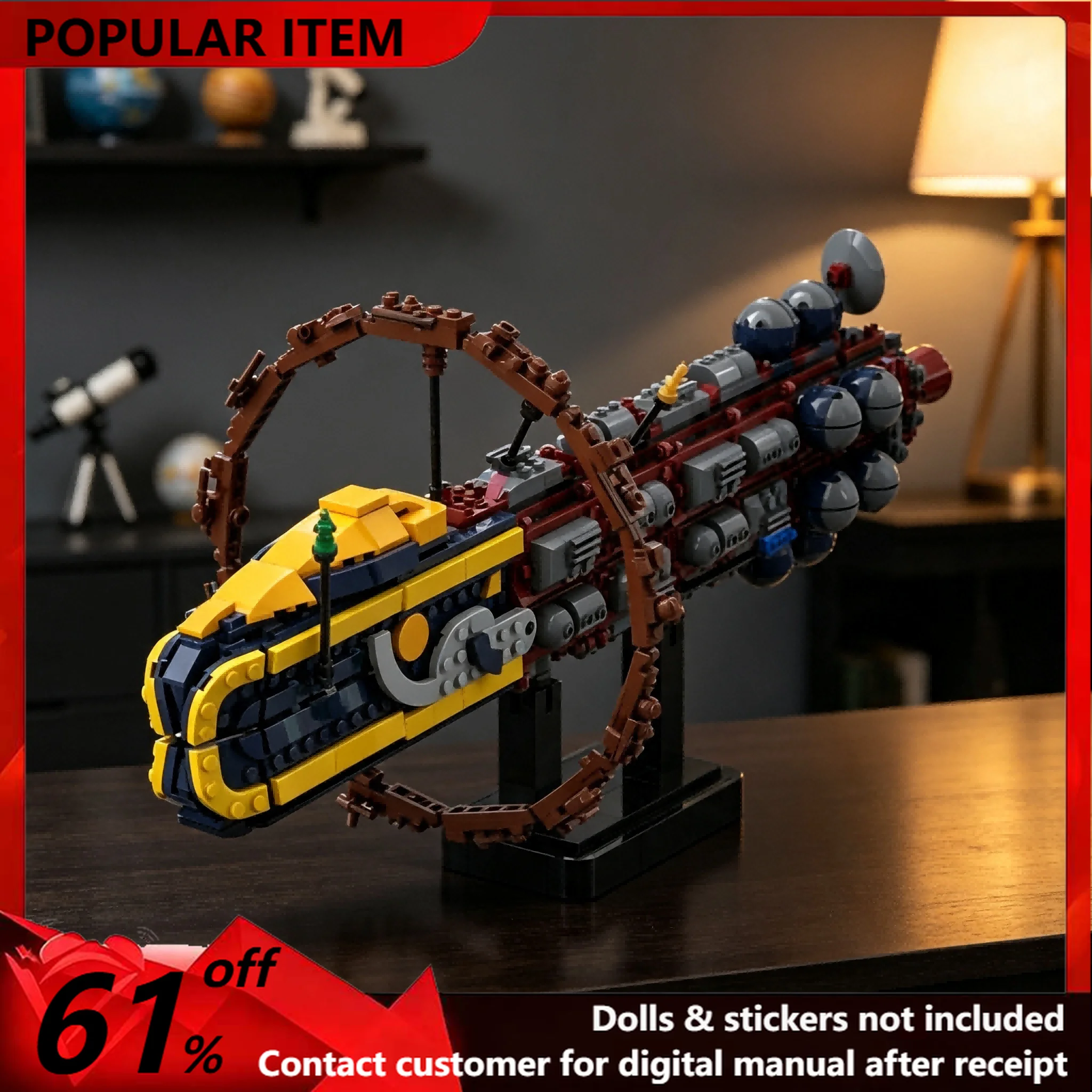 1075PCS MOC Sci‑fi Interstellar Long Range Exploration Spacecraft With Ring Structure Model Building Blocks DIY Assembly Gifts