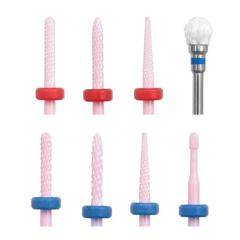 Pink Ceramic Carbide Nail Drill Bits Milling Cutter Gel Remover Electric Machine Polishing Peeling File Tools Manicure Accessory - Detail 1