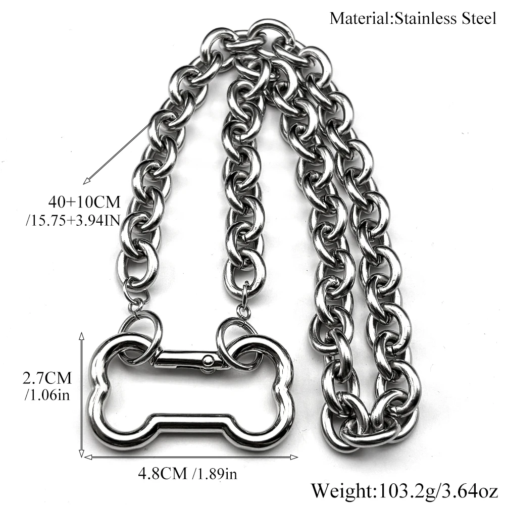 Punk Koreanische Hunde Knochen Anhänger Halskette Für Frauen Egirl Edelstahl Silber Farbe Cooles Zubehör Nette Diy Kette Schmuck Goth