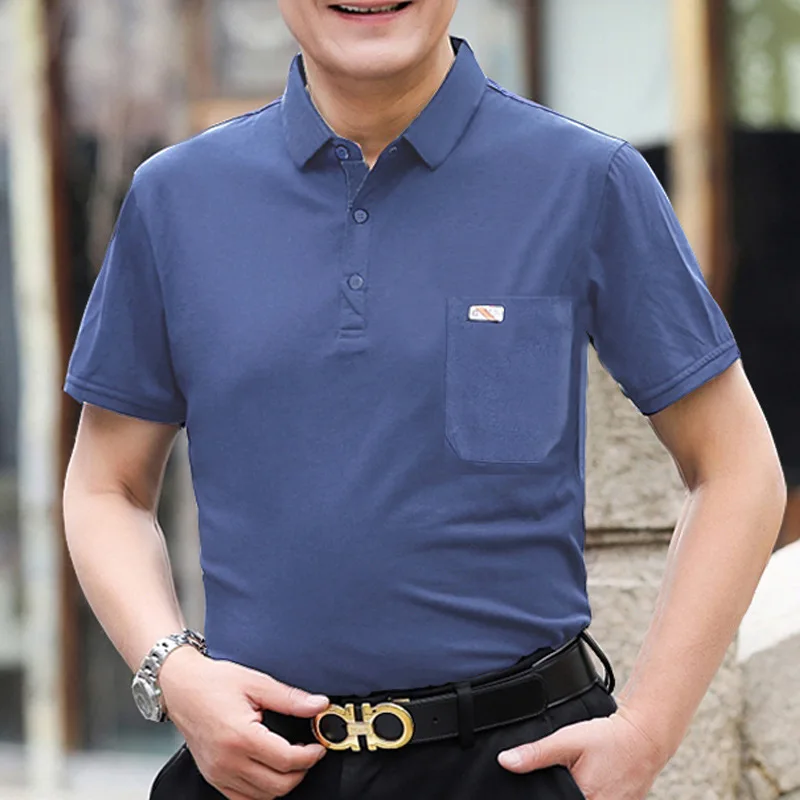 

Men's Loose Fit Cotton Shirt Short Sleeve Pure Cotton T-Shirt Cleanfit Style Daily Wear Grandpa Clothes Casual Wear