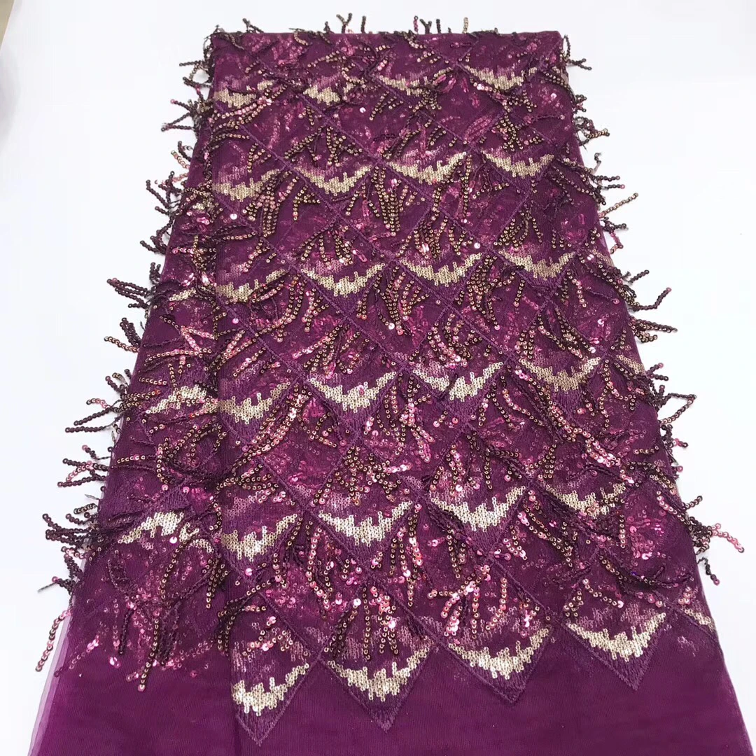 

French Lace Fabric 2025 High Quality African Wedding Lace Fabric with Sequins from Nigeria Sequin Material Dress NJ35031