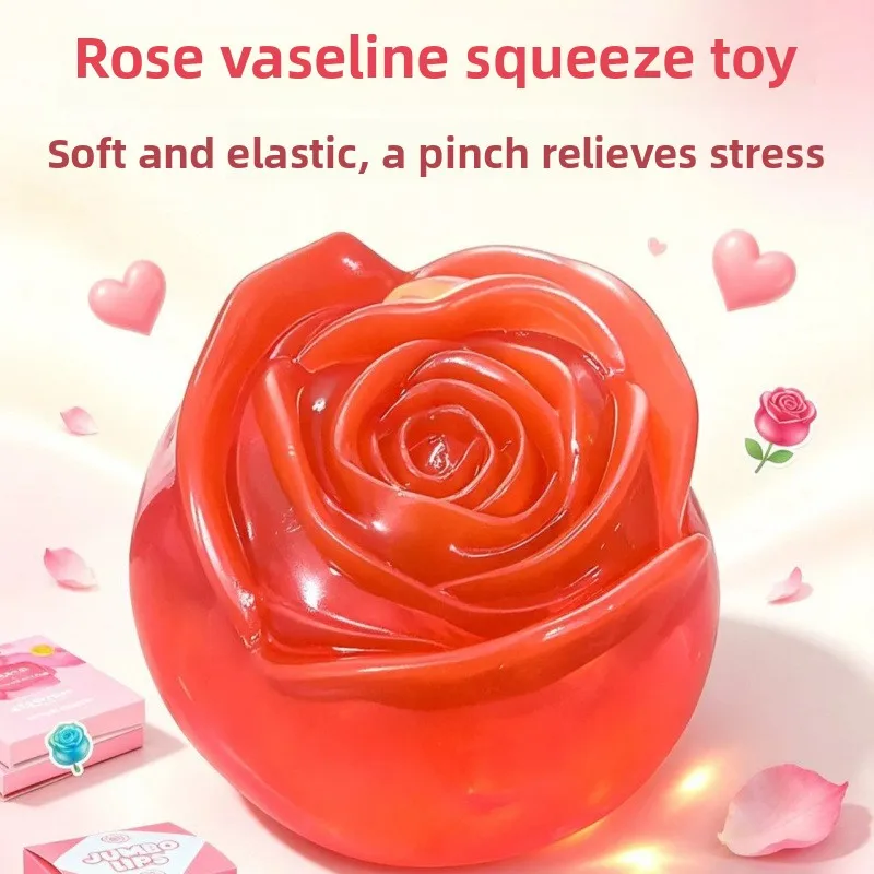 Rose Vaseline Texture Squishy, Crystal Deformable Fidget Squeeze Toy, Luxury Women Gift Valentine Halloween Christmas