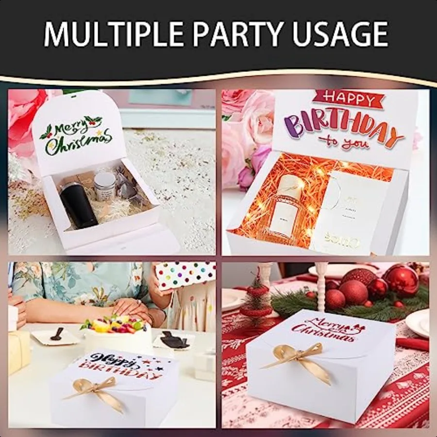 Confezione da 12 scatole regalo bianche con coperchi Scatole regalo con coperchi Scatola per proposta di damigella d'onore sfusa con scatole regalo a nastro per compleanni di nozze