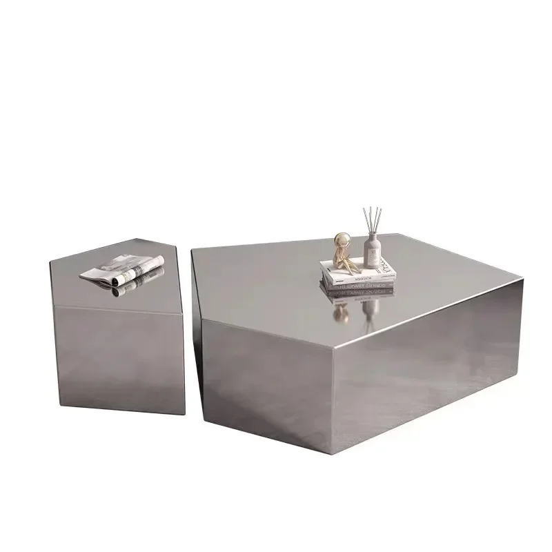 Modern simple and light luxury, bronze brushed coffee table combination, designer creativity
