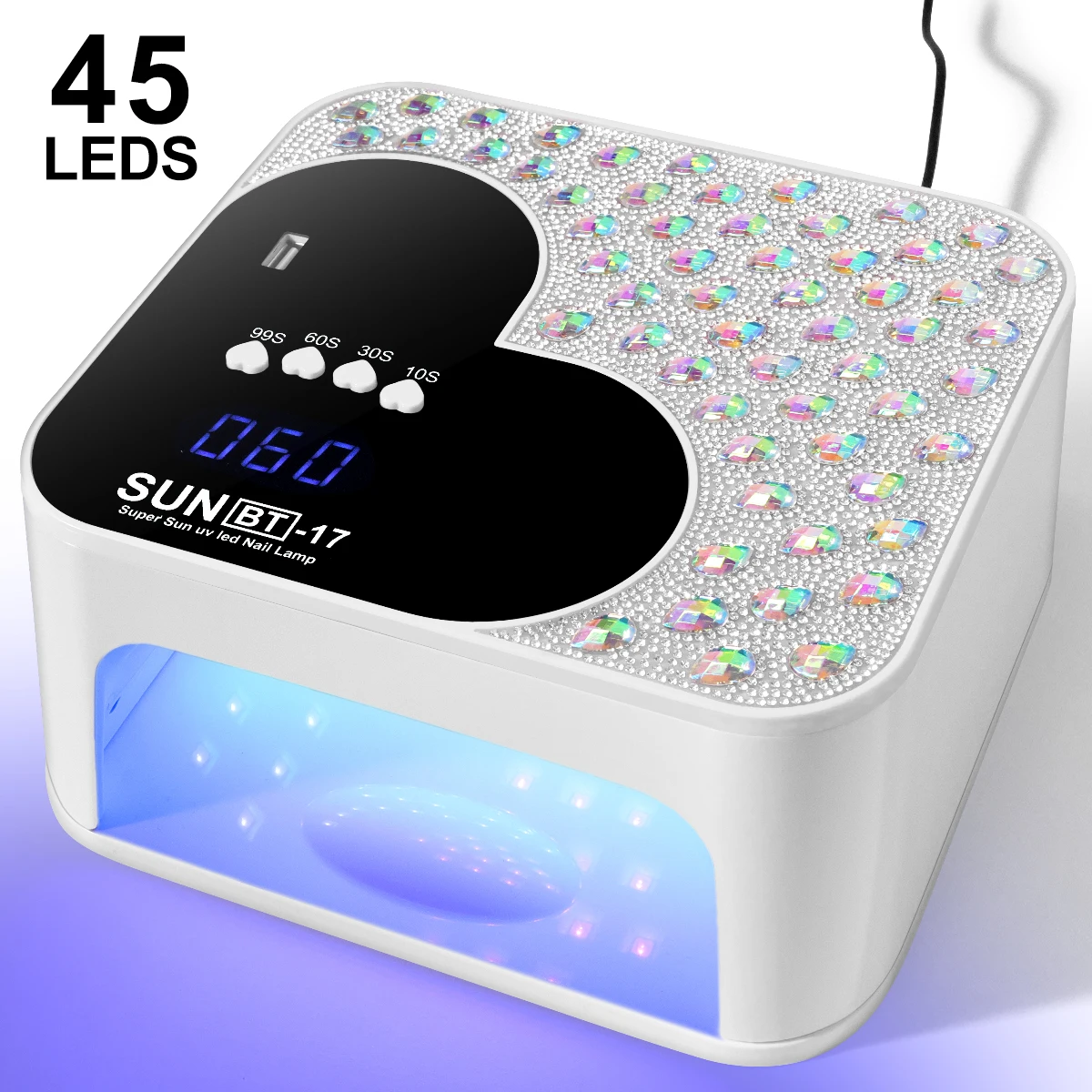 プロ用ネイルドライヤー 45LED UVネイルランプ 4つのタイマーとセンサー設定付き ネイルサロンツール用ネイルポリッシュ硬化ライト