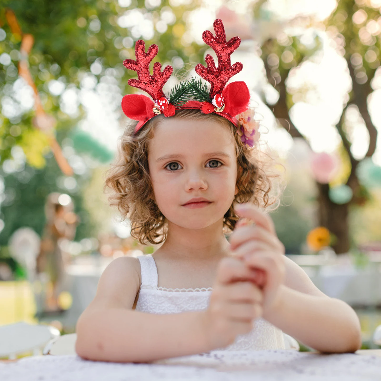 

2Pcs Reindeer Antlers Headband Christmas Hair Accessories Festive Deer Design Holiday Party Wear for Adults Children One Size