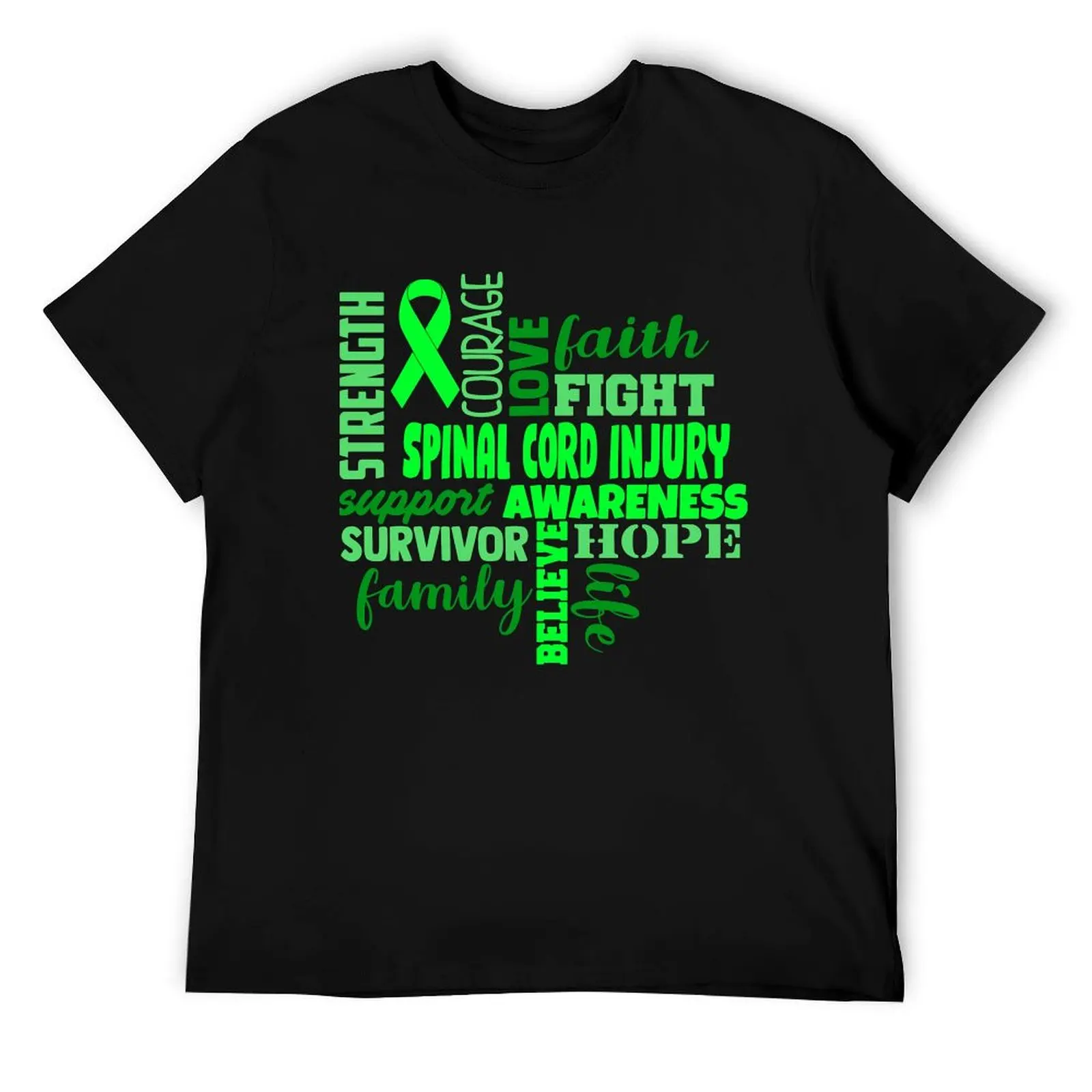 الوعي بإصابة الحبل العمود الفقري - قوة الشجاعة الإيمان الأمل الحب القتال دعم الناجي الحياة العائلية صدق تي شيرت #1