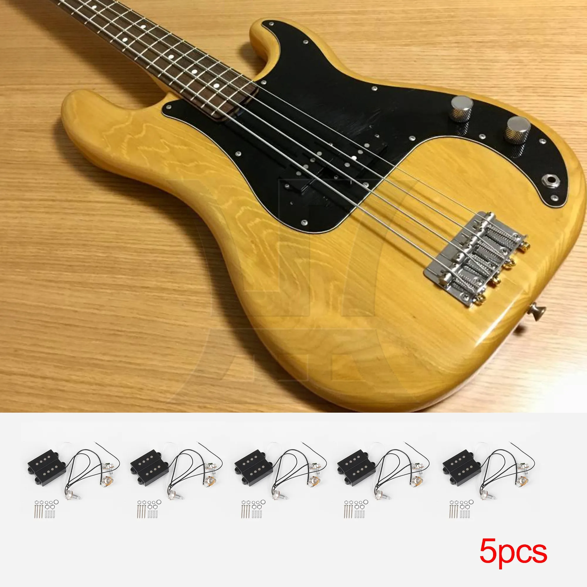 

Yibuy 5 Sets Of 4-String Bass Pre-Wired Pickups, High-Quality Material Black