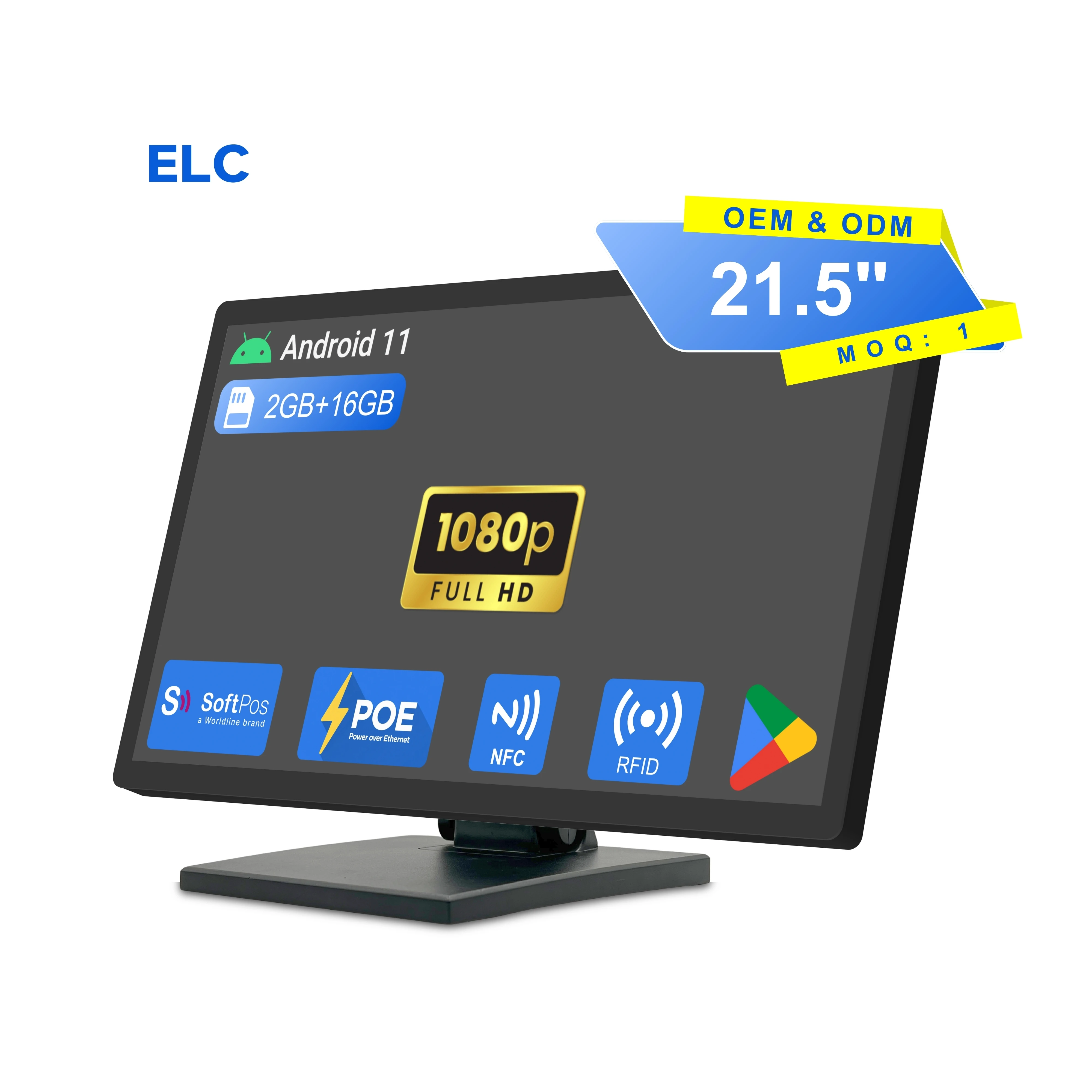Kiosk Touch Screen Wall Digital Signage Restaurant Pos Systems 21.5 Inch Desktop Android 11 2+16GB Tablet PC