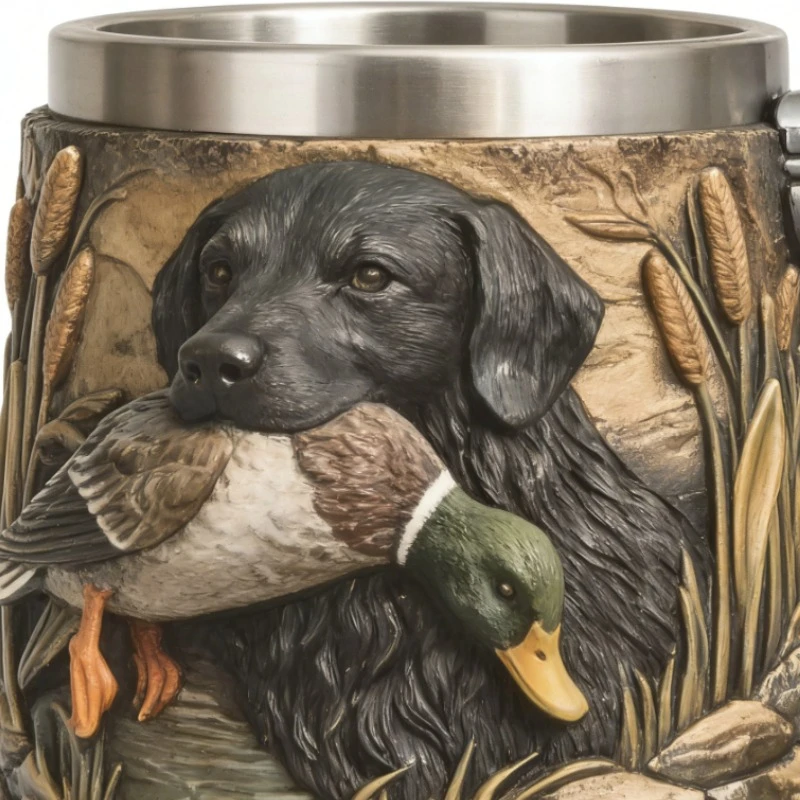 Vintage Dragon Song Pattern Desktop Mug Ornament - Hunting Dog Duck Hunter Design Ideal Father's And Valentine's Day Gift
