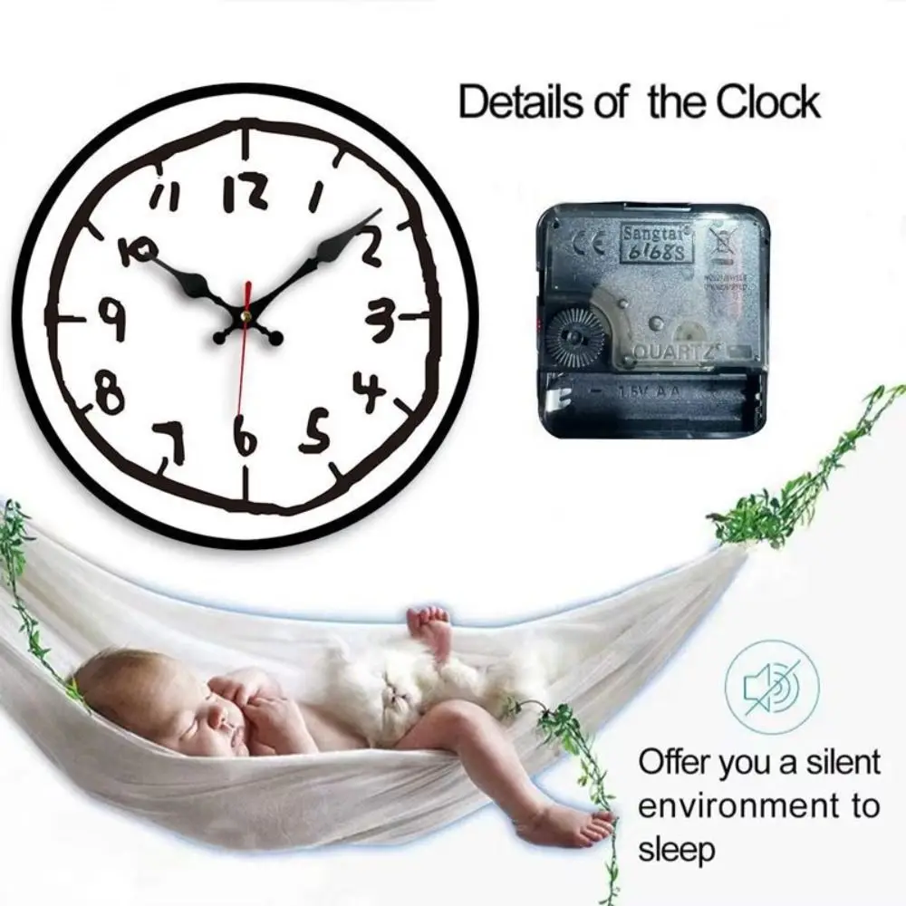 30cm Size Digital Wall Clock Cartoon Design Special Design Silent Wall Clock Round Shape Modern Creative Clock Home Decoration