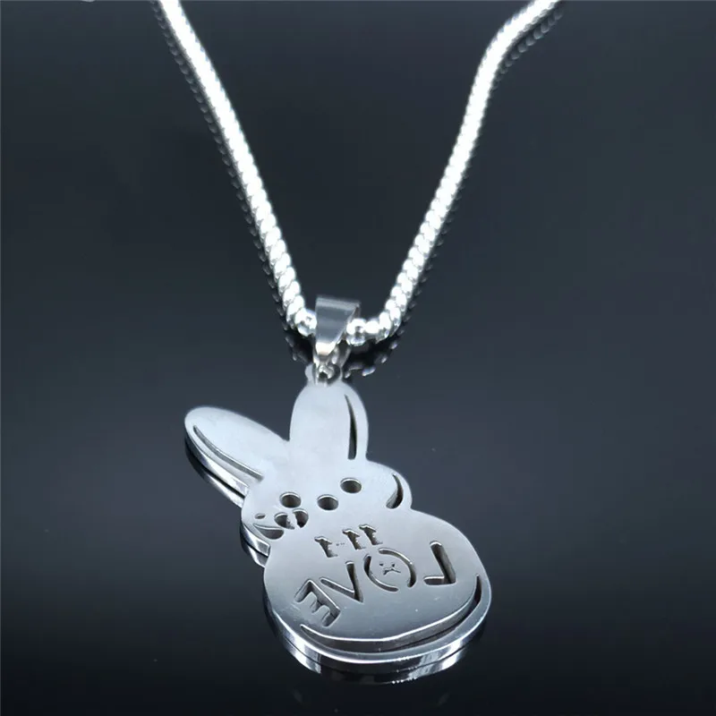 Pop Lil Peep Rabbit Sad for Love Couple Pendant Necklace for Women Men Stainless Steel Music R.I.P Chain Jewelry Collar Fans