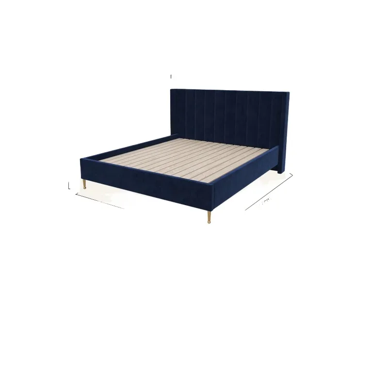 

Double bed modern simple Nordic light luxury fabric bed soft bag ins style