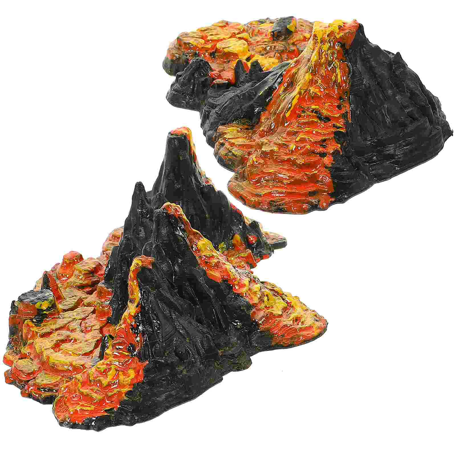 

2 Pcs Tank Toy Simulated Volcano Model Simulation Decor Desktop Models Toys Artificial Volcanic Ornament Child