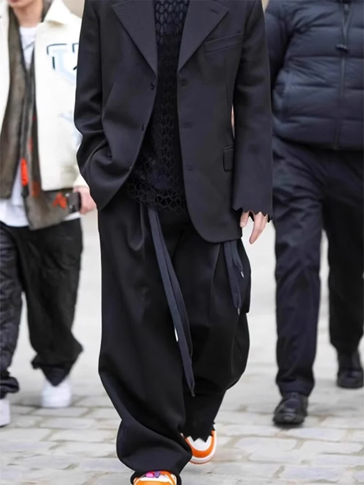 Wang Jiawu Trendy Straight Leg Workwear Pants Drapey Cool Street Style Men's High End Spring Autumn Wide Leg Trousers