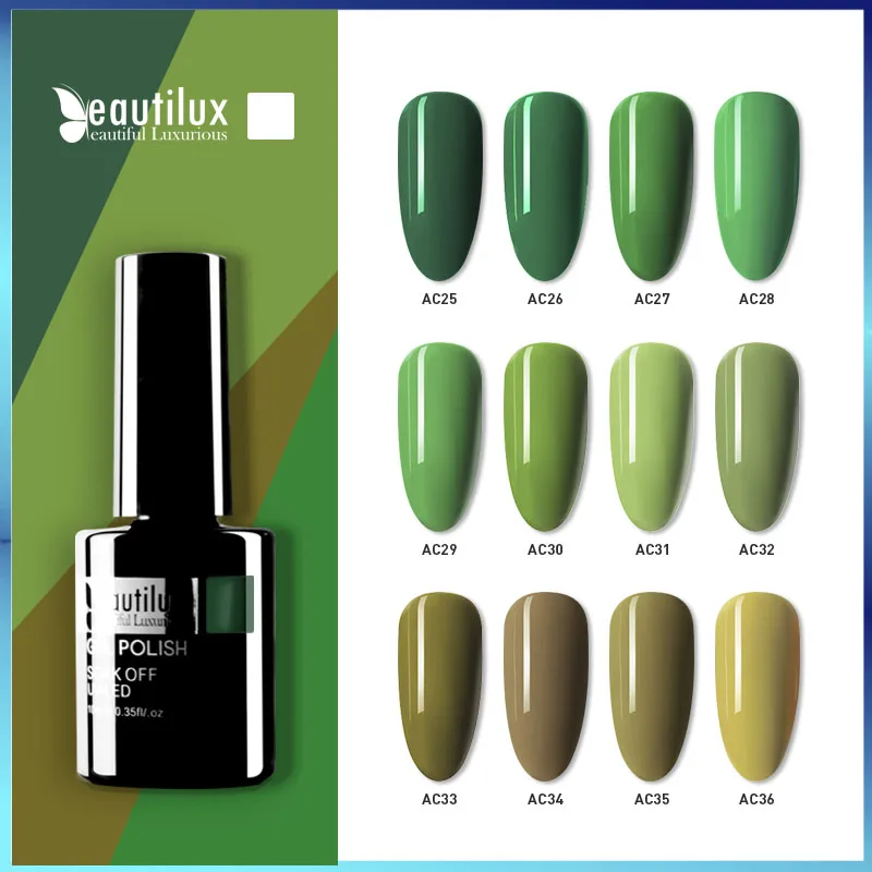 Beautilux Nail Gel Polish Jade Bamboo Leaf Green Gels Nail Lacquer Olive Grass Green Sami Permanent  Nails Art Gel Varnish 10ml