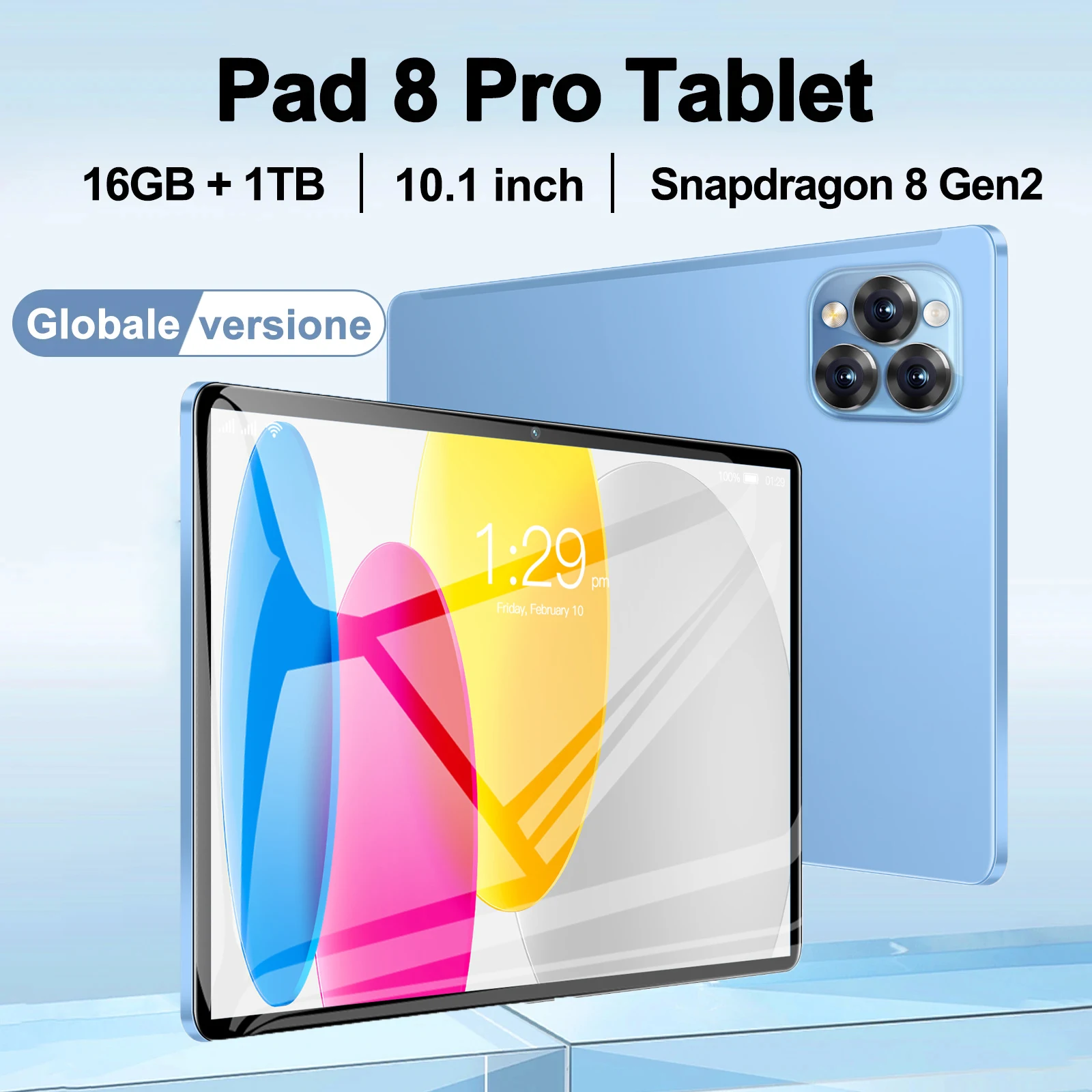 

2025 Global Version Pad 8 Pro Tablet Android 13 10.1 Inch 16GB 1TB 5G Dual SIM Phone Call GPS Bluetooth WiFi WPS Tablet Computer