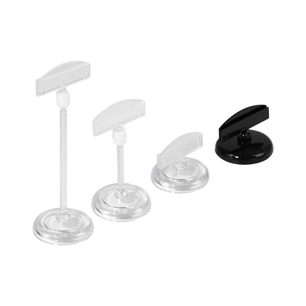 Clear Plastic Pc Rotatable Pop Table Sign Clip Paper Card Holder Stand Price Tag Display Desk Label Holder Clips