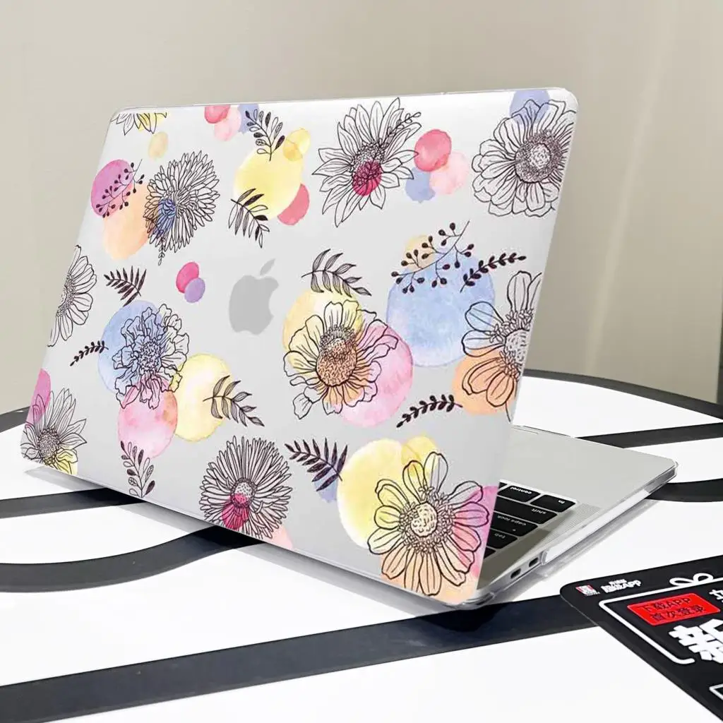 Laptop Case For Macbook M1 M2 Air 13 15 2023 Pro 14.2 16.2 inchA2681A2179A2337A2338A2442A2289 Touch bar/ID Flower skin cover