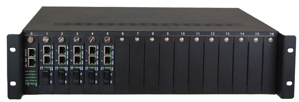 2U Rack Mount Chassis Managed 17 Slots 2 UTP Ethernet Port Fiber Media Converter