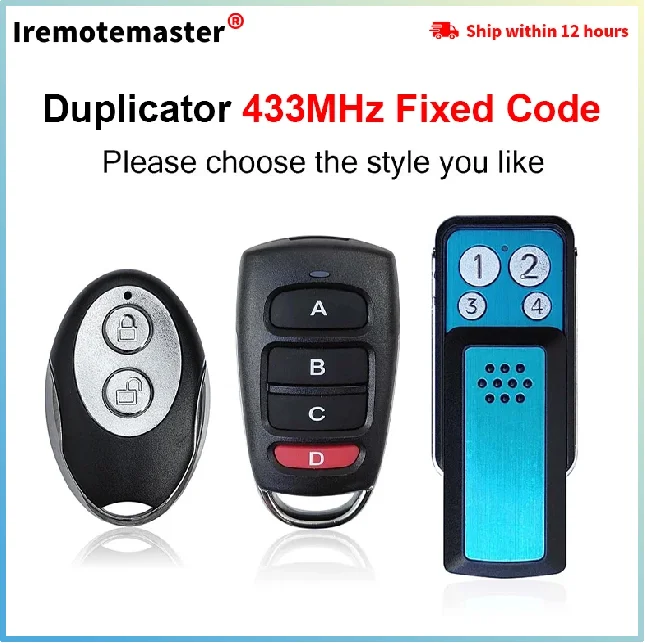 

Garage Door Remote Control Hand Transmitter Duplicator 433.92MHz Fixed Code