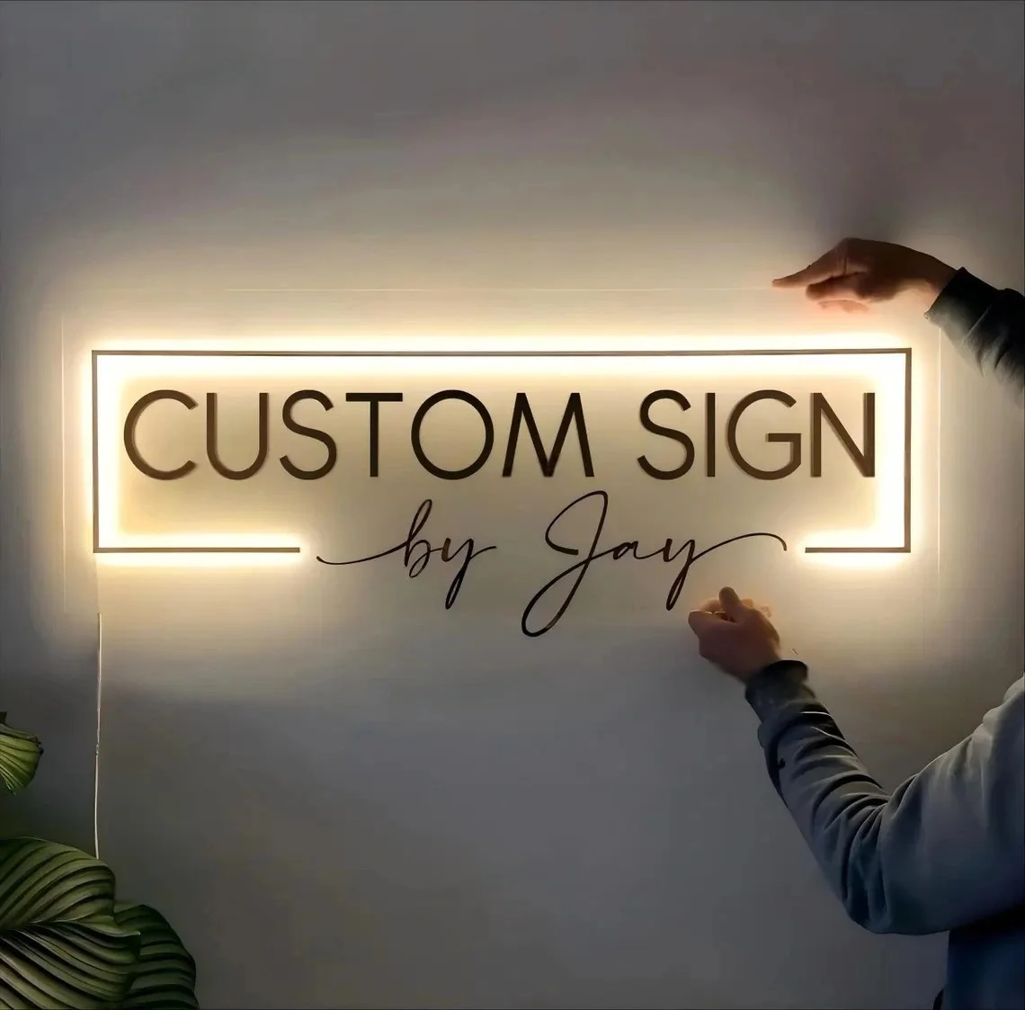 

Прямоугольный круглый акриловый бизнес-вывеска на заказ | Знак 3D-логотипа | Персонализированный знак фронта магазина | Современный офис