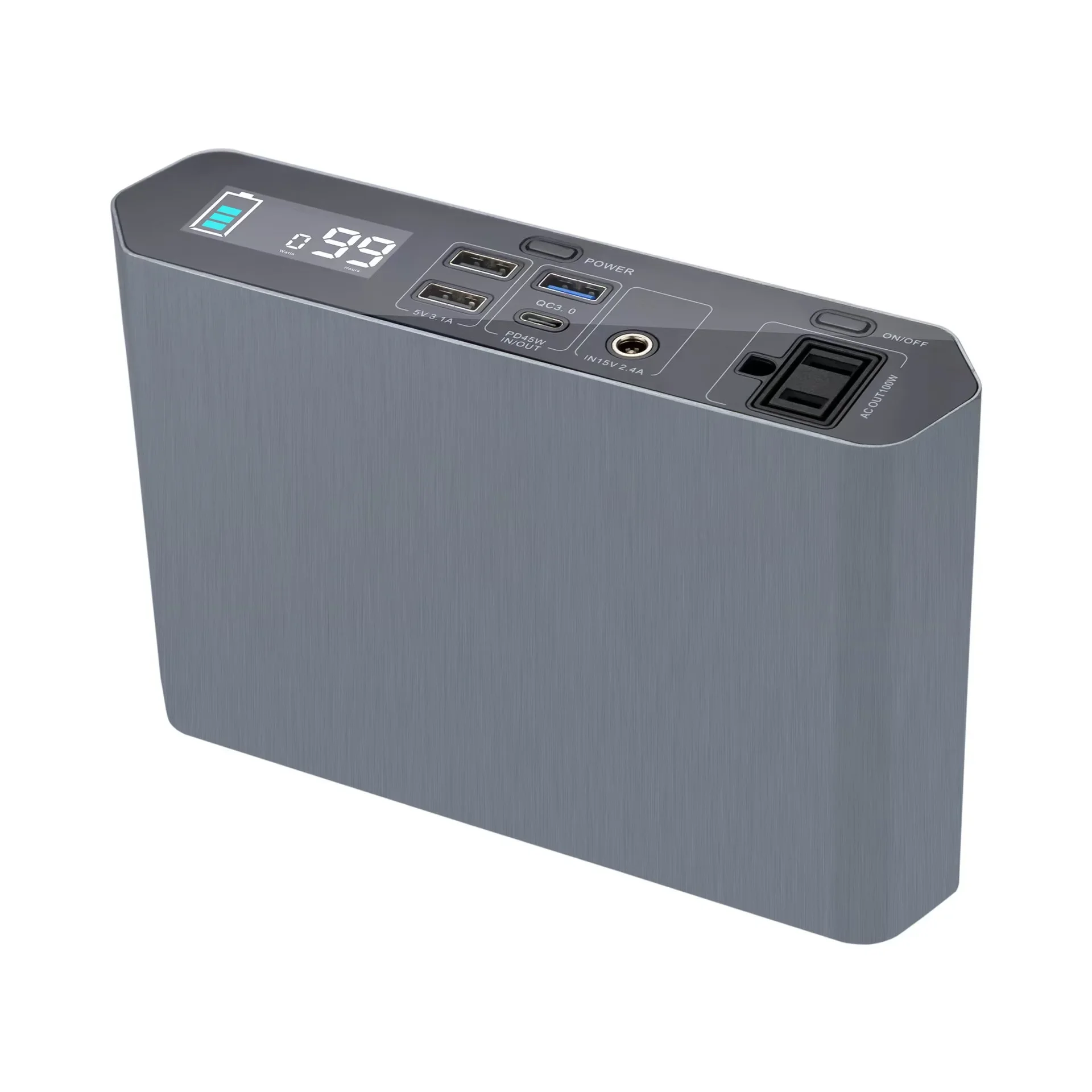 Carregador de energia móvel portátil, Outdoor Camping Power Bank, bateria de lítio, medidor universal, 100W, 40000mAh, 148Wh