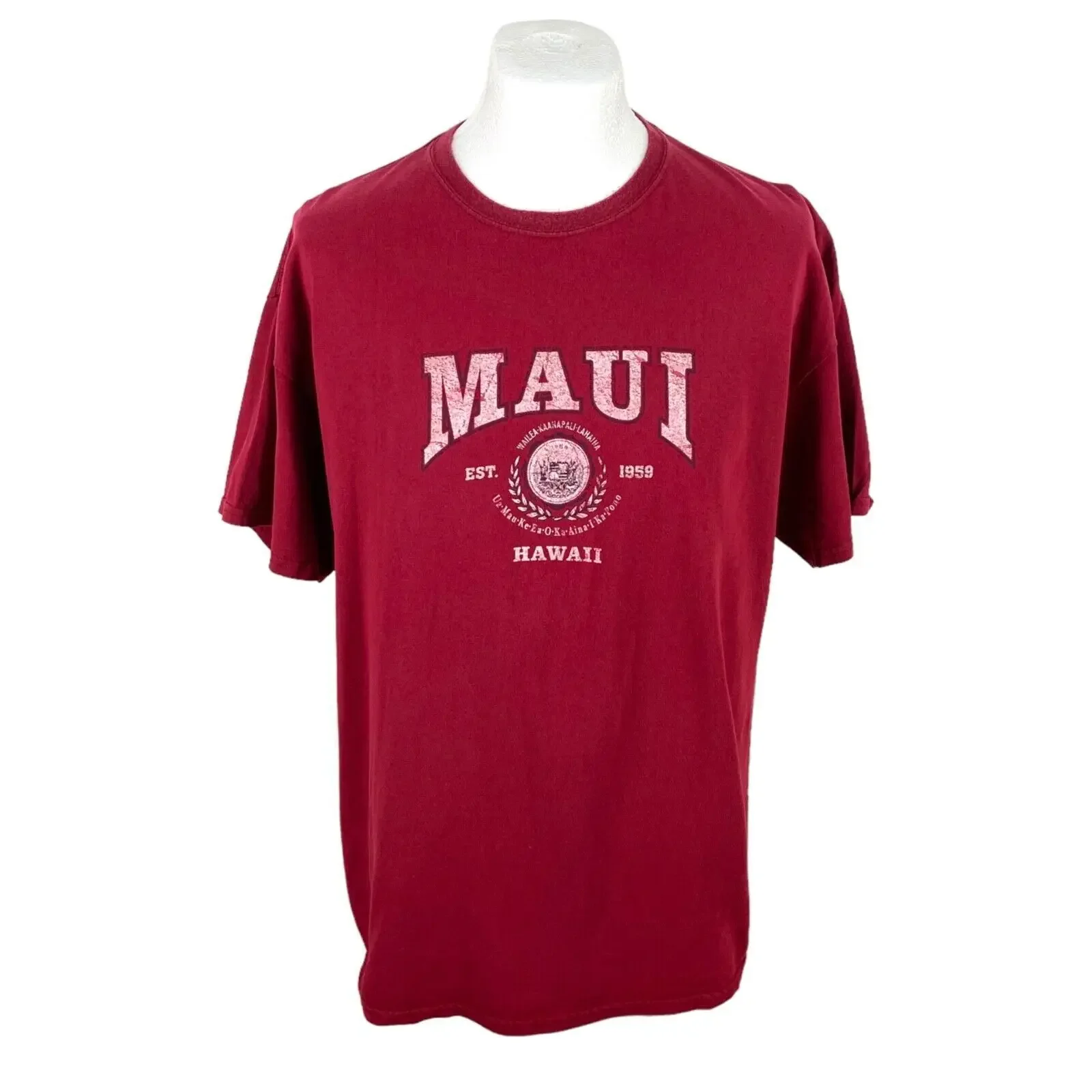 Maui Vintage T Shirt XL Red Hawai Travel Tourist Tee Oversized Hipster Graphic T