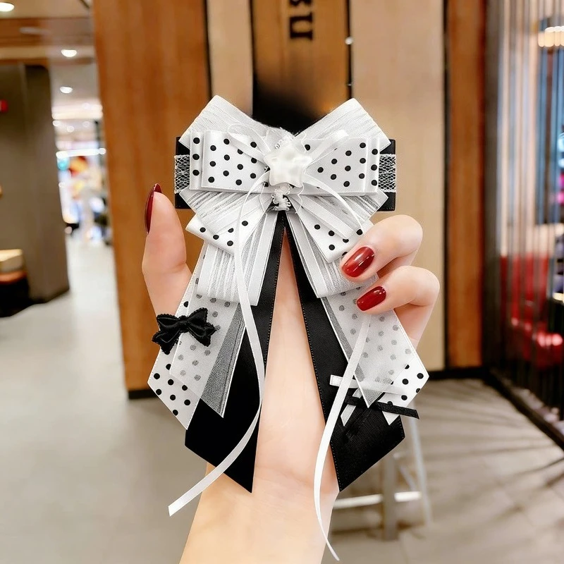 Star Button Polka Dot Bow Concert Support Stick Charm Lolita Women's Dress JK Shirt Collar Bowknot Brooch Handmade Accessory