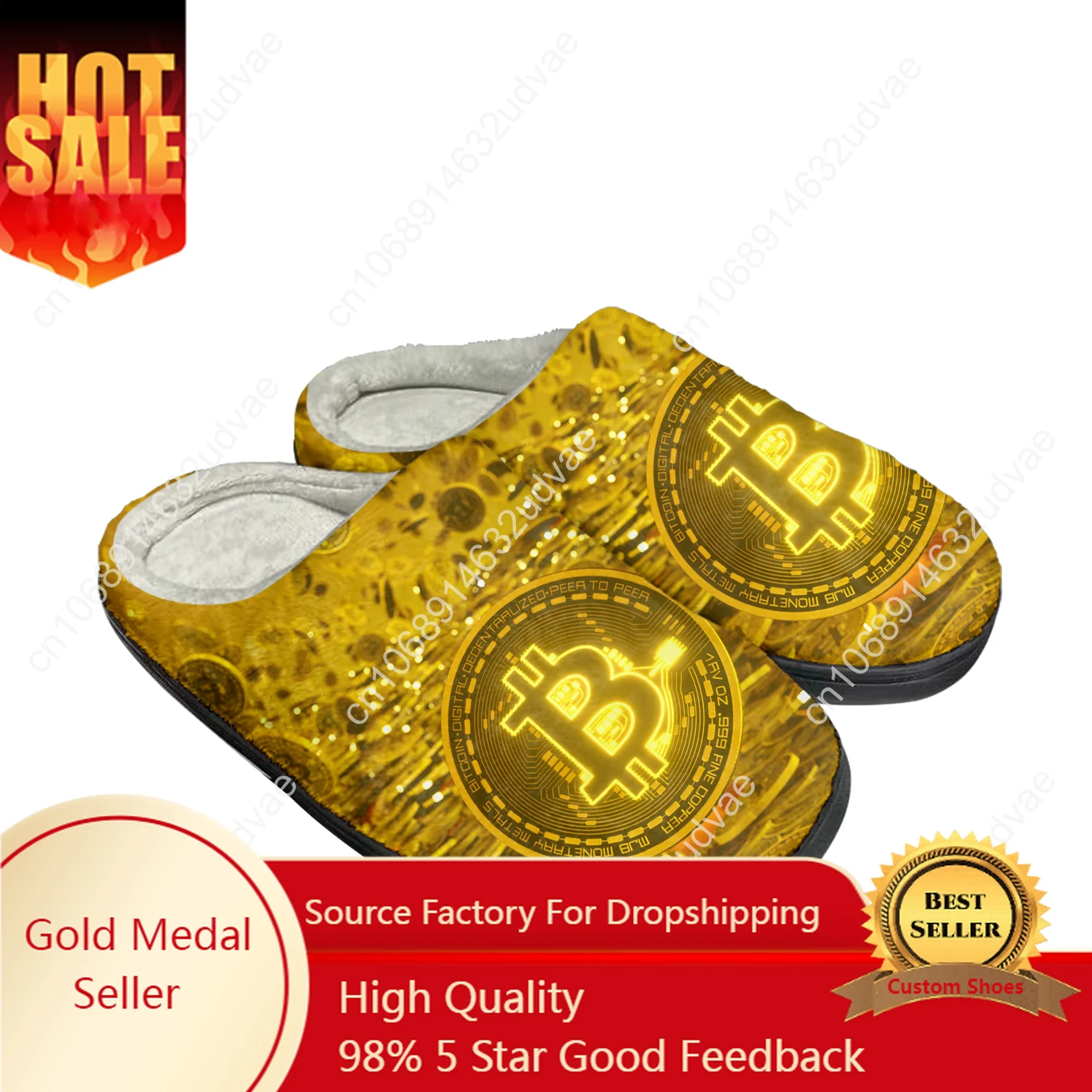 

Bitcoin Cryptocurrency Miner BTC Home Cotton Custom Slippers Mens Womens Sandals Plush Casual Keep Warm Shoes Thermal Slipper