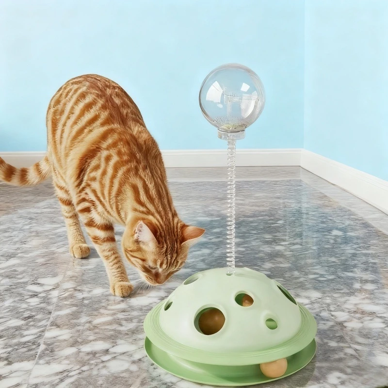 インタラクティブな猫のおやつディスペンサーおもちゃ、回転プレイトレイ、猫と子猫のためのワンド、セルフエンターテイメント、ホームディスプレイ、誕生日、クリスマスギフト