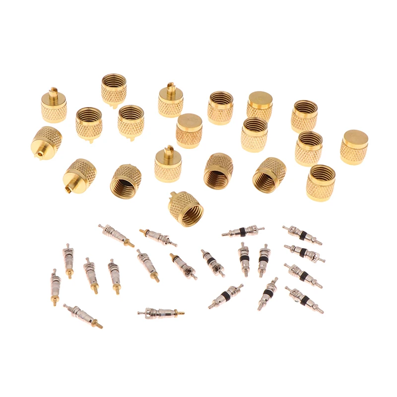 10Pcs Brass Valve Cores Replacement AC HVAC/R Field Service Tool Refrigerant Valve Core Remover Removal Tool HAVC