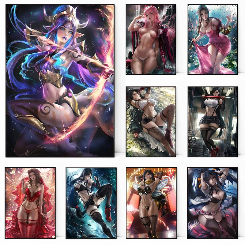 Hot Game Final Fantasy Sexy Anime Girl Aerith Akeno Franxx Poster Prints Canvas Painting Wall Art Pictures Home Dorm Decor Gift